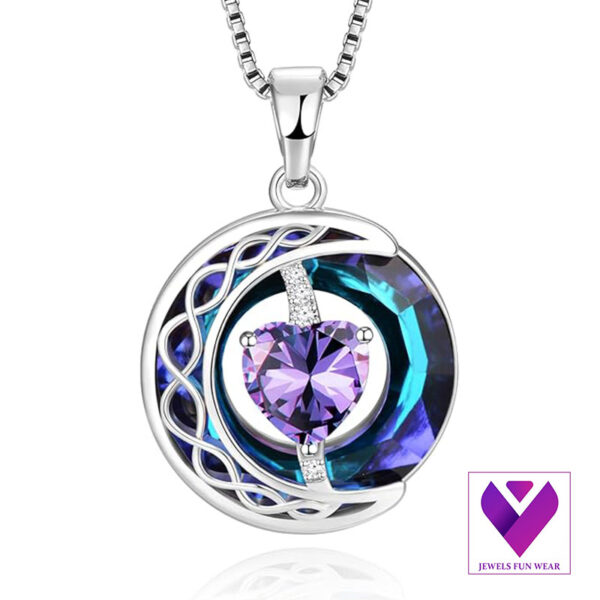 Sterling Silver Sapphire Blue Pendant Necklace – Elegant Cubic Zirconia Jewelry for Women