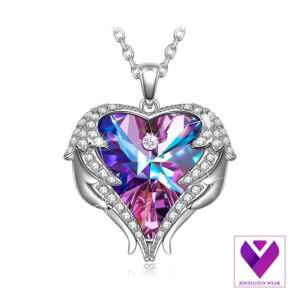 Angel Wings Heart Necklace – Crystal Pendant Jewelry for Women & Teens