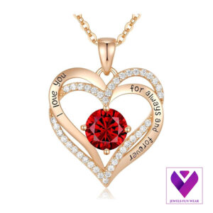Forever Love Heart Necklace – Sterling Silver Birthstone Pendant Jewelry for Women